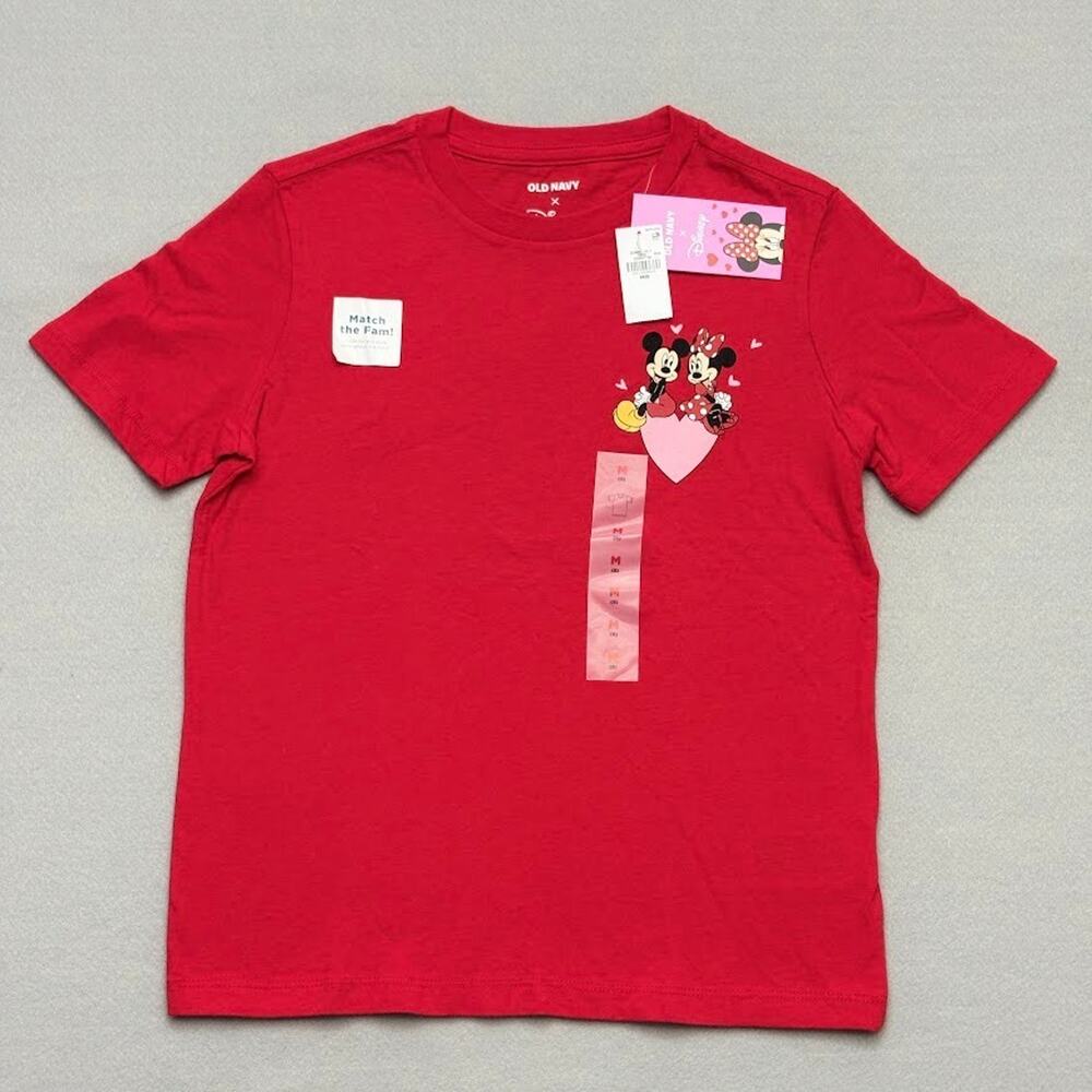 Old Navy x Disney Mickey Mouse & Minnie Mouse T-Shirt Red Valentines Day Girls M